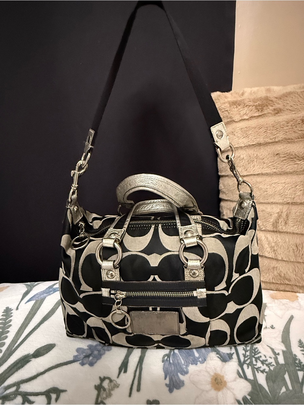 🖤 🔥Vintage Coach Poppy Signature Sateen Lurex "Luxey" Satchel 🔥🖤